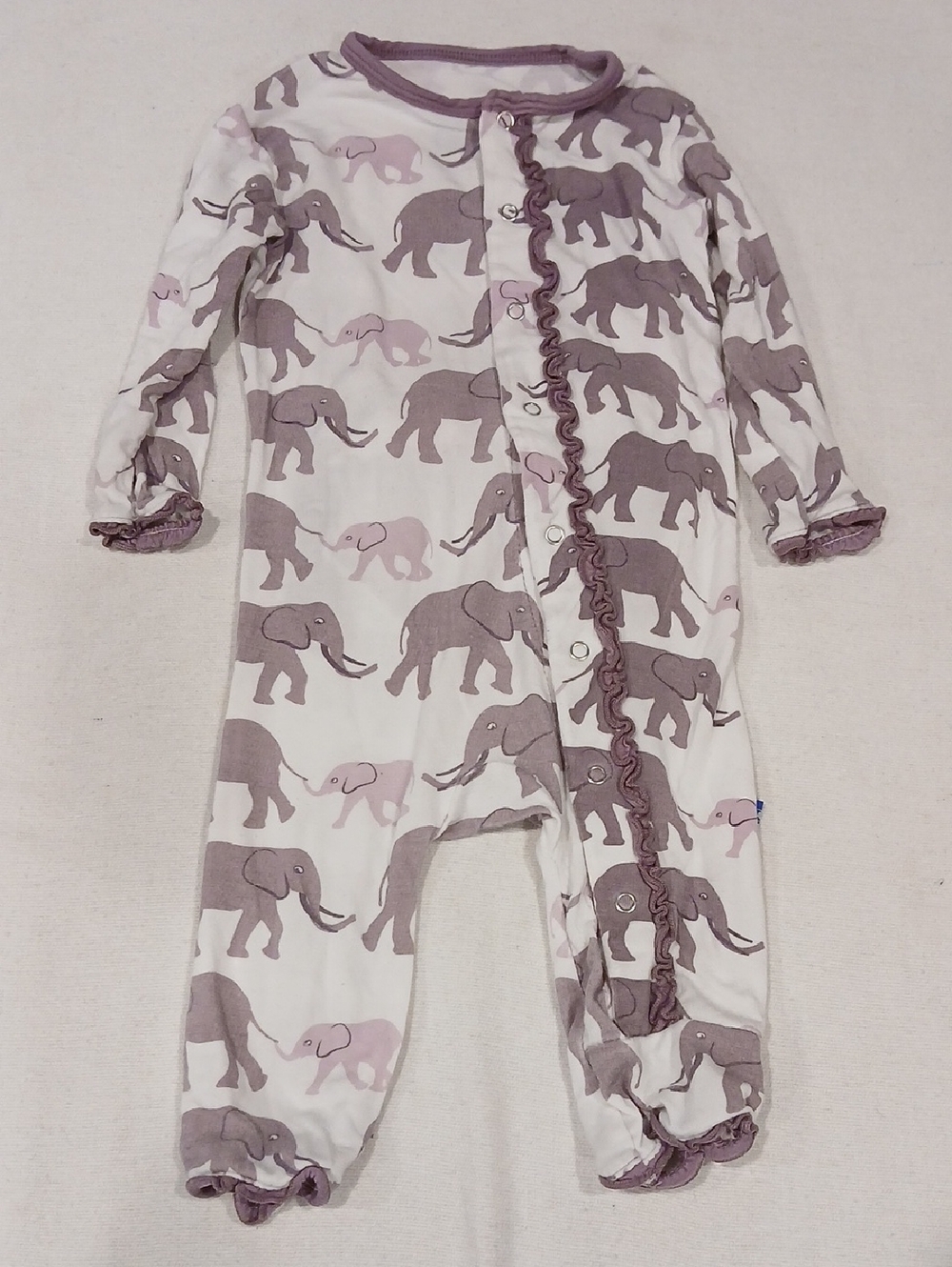 Kickee Pants Lavender Elephant Ruffle One-Piece